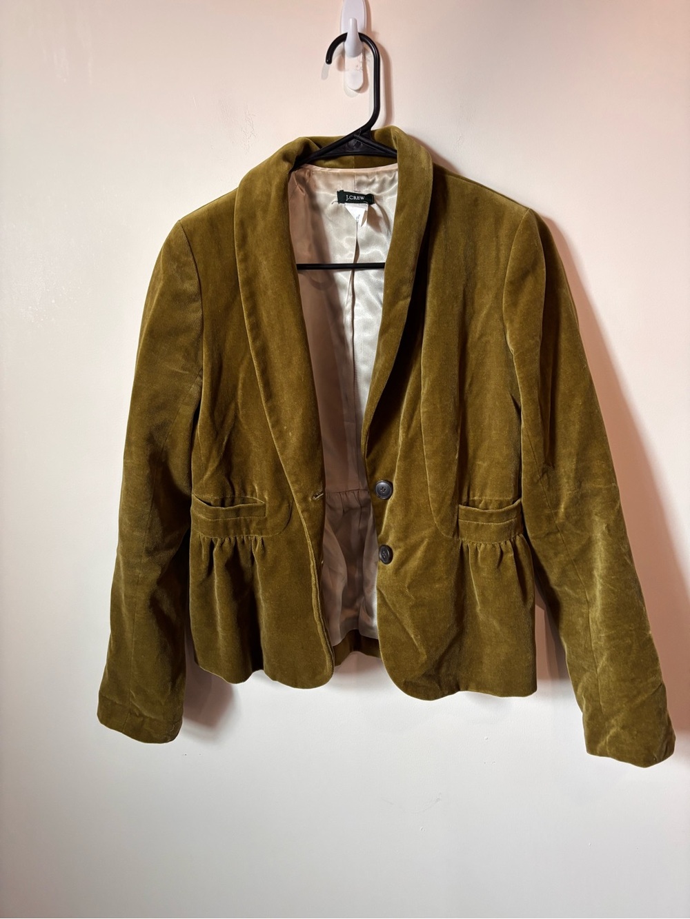 J. Crew Corduroy Peplum Blazer Jacket in Olive Green